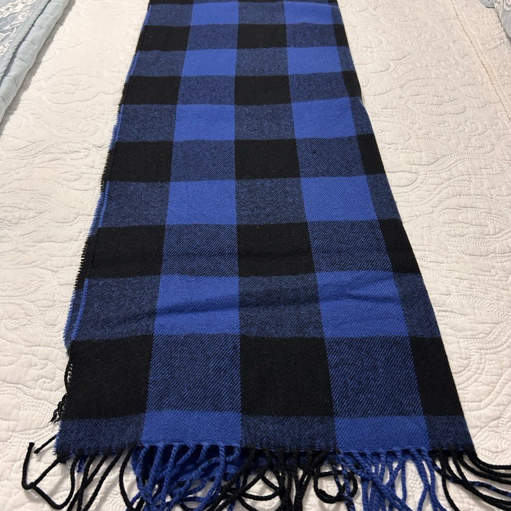 J. Crew Blue and Black Checkered Scarf